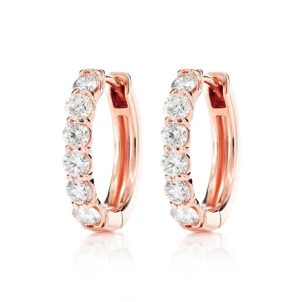 10pt Diamond Hoop Earrings 14k Solid Gold 1.00ctw
