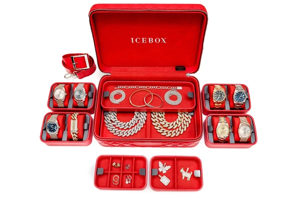 Icebox Leather World Traveler Watch Case - 8 Watches