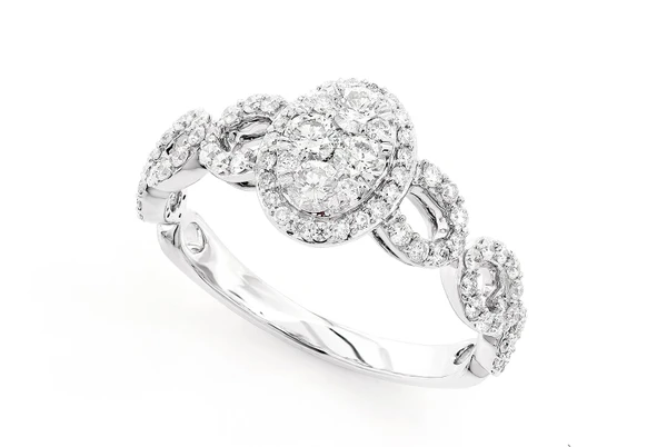 Mosaic Oval Diamond Ring 14k Solid Gold 0.75ctw