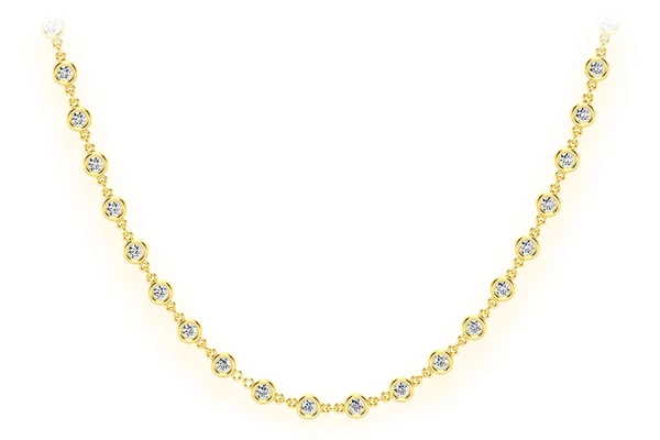 Eternity Round Bezel Set Diamond Necklace 14k Solid Gold 3.75ctw