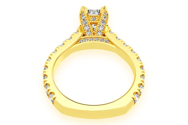 1.00ct Emerald Solitaire - Single Row Scallop - Diamond Engagement Ring - All Natural Vs Diamonds