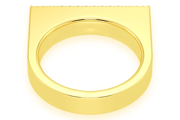 Flat Top Signet Ring 14k Solid Gold .25ctw