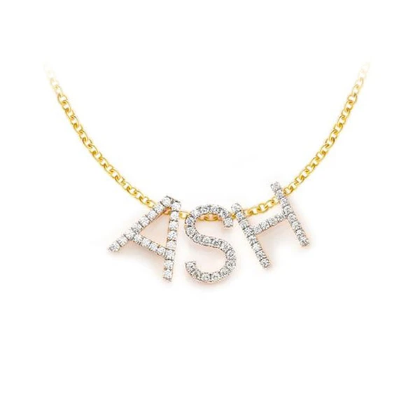 Letters & Numbers Diamond Pendant 14k Solid Gold .10ctw