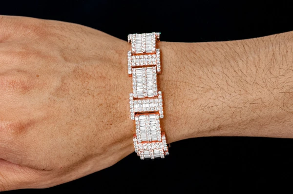 Icebox - 2 Row Baguette & Round Diamond Bracelet 14k Solid