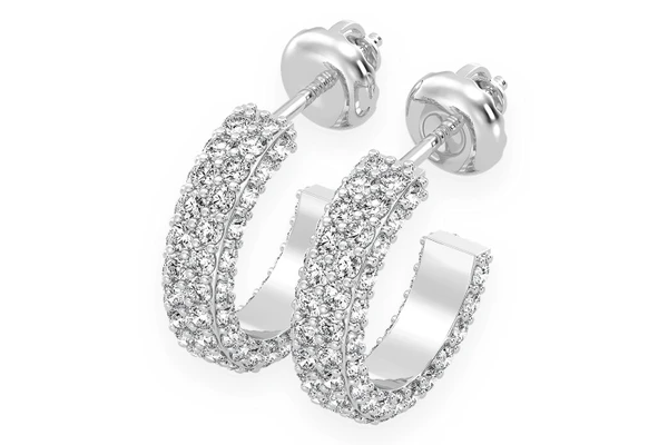 Open Hoop Diamond Earrings 14k Solid Gold 0.60ctw