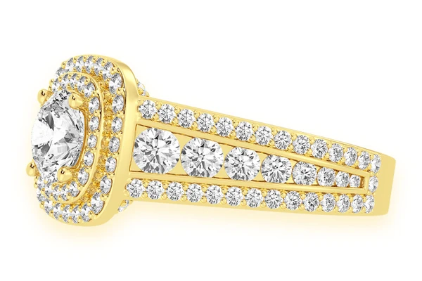 1.00ct Round Solitaire - Double Halo - Diamond Engagement Ring - All Natural