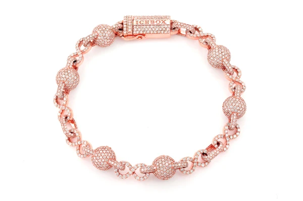 Infinity Bead Link Diamond Bracelet 14k Solid Gold 12.50ctw