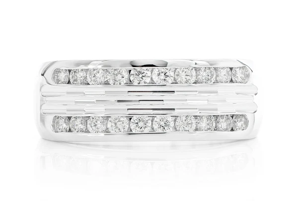 Two Row Channel Set Diamond Band 14k Solid Gold 0.75ctw