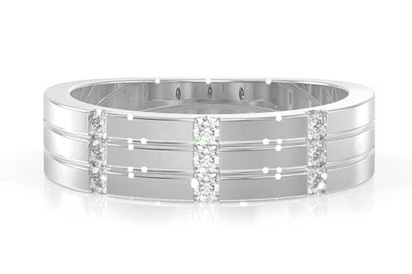 3 Row Cigar Diamond Ring 14k Solid Gold 0.33ctw