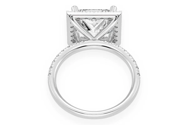 Thav - 3.00ct Princess Solitaire - Scallop Halo One Row - Diamond Engagement Ring - All Natural Vs Diamonds