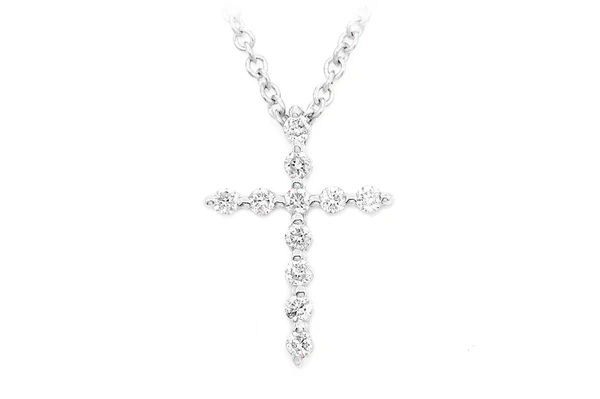 Cross Diamond Pendant Necklace Attached 14k Solid Gold 0.15ctw