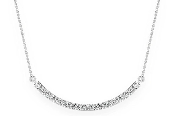 Curved Bar Diamond Necklace Connected 14k Solid Gold 0.15ctw