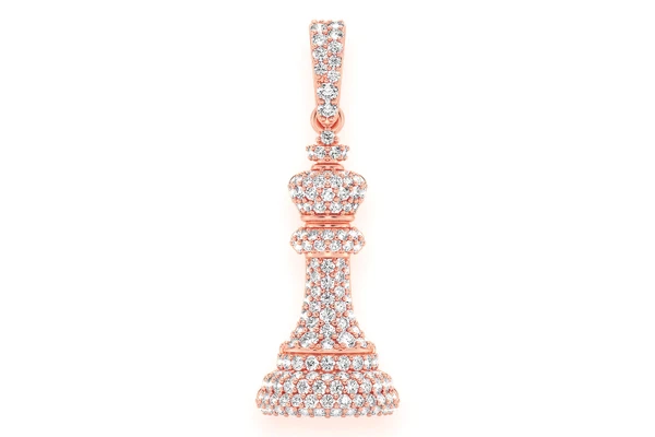 King Chess Piece Diamond Pendant 14k Solid Gold .60ctw
