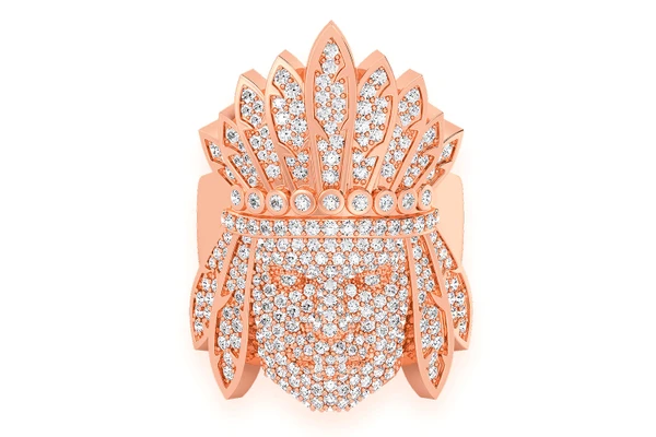 Native American Chief Diamond Ring 14k Solid Gold 1.70ctw