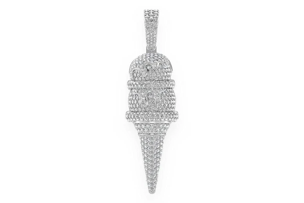 Double Scoop Ice Cream Diamond Pendant 14k Solid Gold 3.25ctw