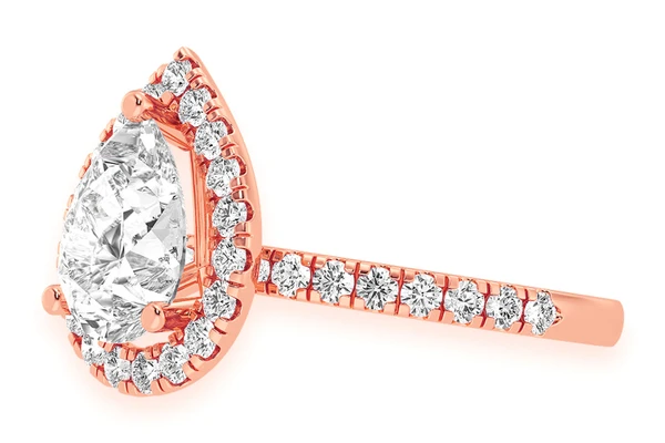 Thav - 2.00ct Pear Solitaire - Scallop Halo One Row - Diamond Engagement Ring - All Natural
