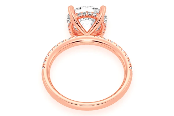Thinn - 3.00ct Round Solitaire - One Row Under Halo - Diamond Engagement Ring - All Natural Vs Diamonds