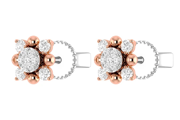 Starburst Diamond Stud Earrings 14k Solid Gold 0.20ctw 