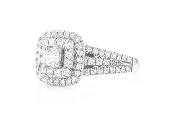 0.75ctw - Cushion Two Tier Halo - Diamond Engagement Ring - All Natural