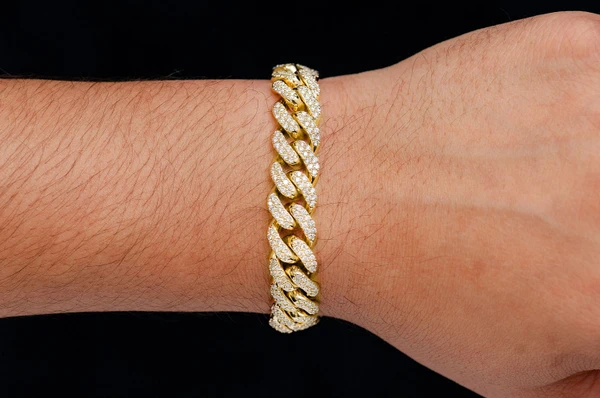12MM Miami Cuban Diamond Bracelet 14k Solid Gold 7.50ctw