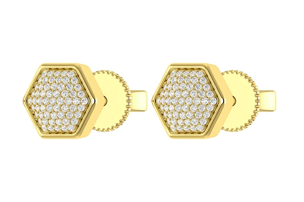 Hexagon Cluster Diamond Stud Earrings 14k Solid Gold 0.20ctw 