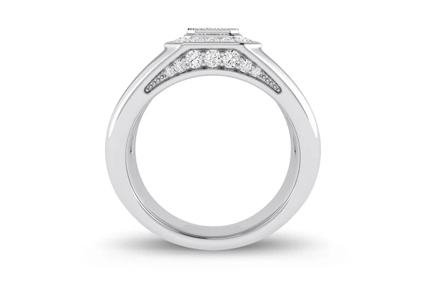 Round Signet Diamond Band 14k Solid Gold 1.00ctw