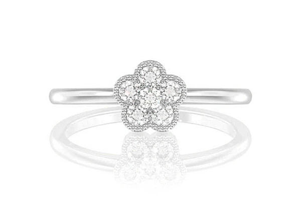 Diamond Milgrain Clover Engagement Ring - All Natural - 0.25ctw
