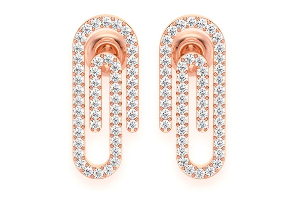 Paper Clip Diamond Earrings 14k Solid Gold 0.45ctw