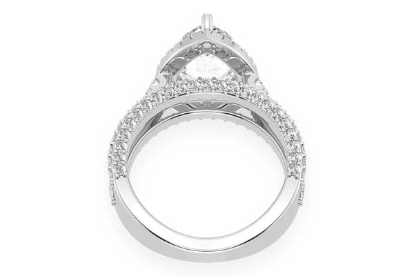 3.00ct Pear Solitaire - Three Row - Diamond Engagement Ring - All Natural