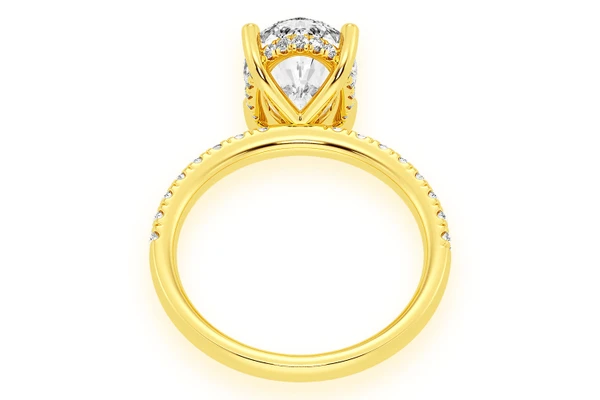Thinn - 3.00ct Oval Solitaire - One Row Under Halo - Diamond Engagement Ring - All Natural Vs Diamonds
