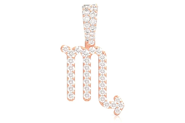 Scorpio Zodiac Diamond Pendant 14k Solid Gold 0.75ctw