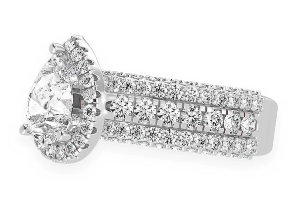 1.50ct Pear Solitaire - Three Row - Diamond Engagement Ring - All Natural