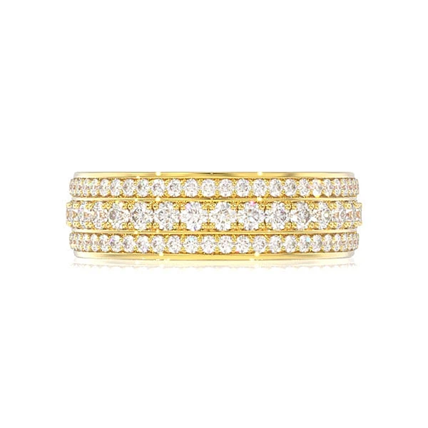 Three Row Diamond Ring 14k Gold 1.00ctw 