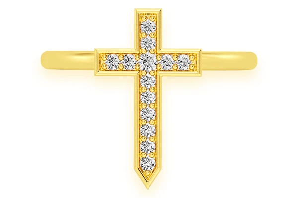 Cross Point Diamond Ring 14k Solid Gold 0.10ctw