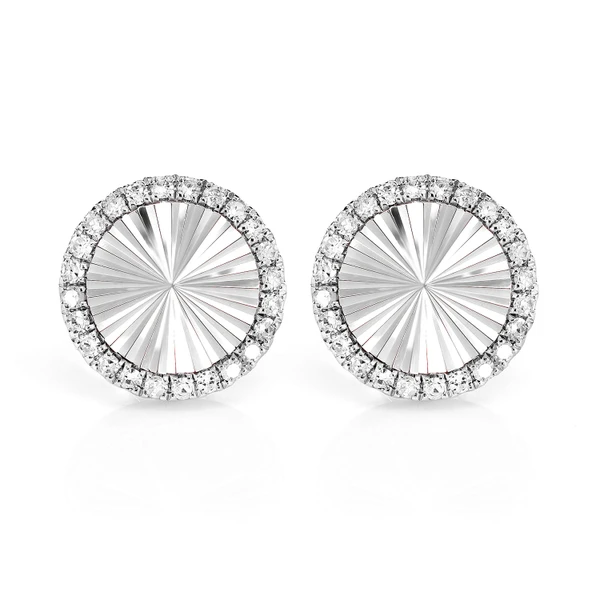 Diamond Halo Sunburst Miracle Stud Earrings 14k Solid Gold 0.35ctw