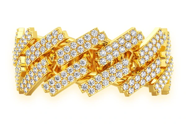 Jagged Edge Raised Miami Cuban Ring 14k Solid Gold 0.75ctw