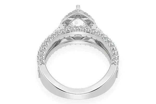 1.50ct Pear Solitaire - Three Row - Diamond Engagement Ring - All Natural