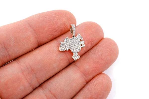 Asia Continent Diamond Pendant 14k Solid Gold 0.33ctw