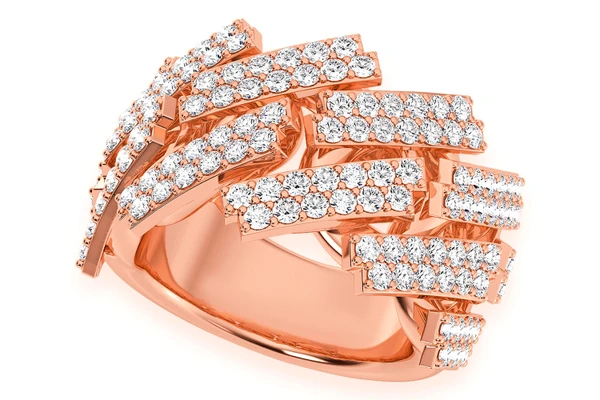 Jagged Raised Cuban Diamond Ring 14k Solid Gold 2.40ctw