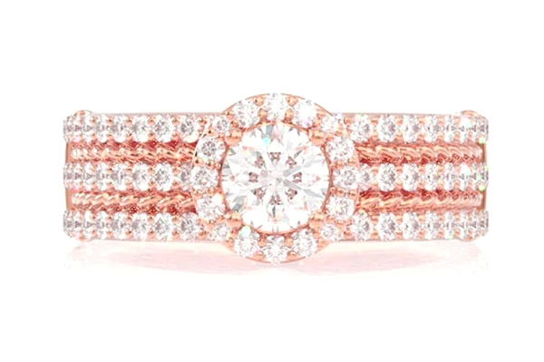 Three Row Diamond Rope Engagement Ring - All Natural - 1.00ctw 