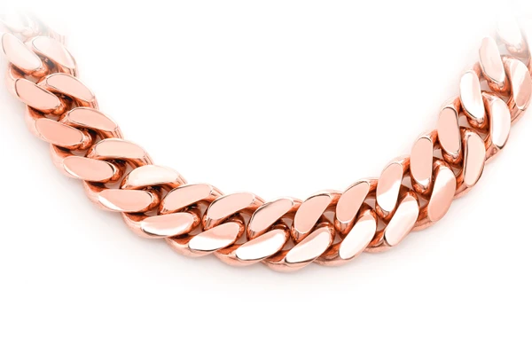 Unisex Rose Gold Stainless Steel Miami Cuban Link Chain Necklace & Bracelet - 10mm/14mm, 316L, Nickel-Free, Hip Hop Style
