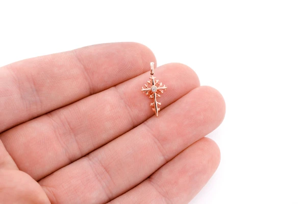 Filigree Cross 14k Solid Gold 0.02ctw