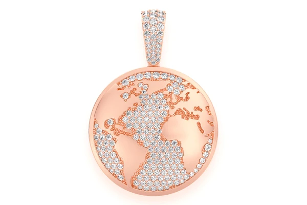 Globe Diamond Pendant 14k Solid Gold 1.25ctw