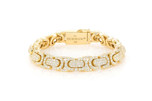 Byzantine Link Diamond Bracelet 14k Solid Gold 10.00ctw