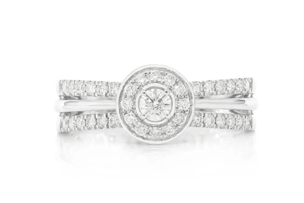 .50ctw Round - Double Band Halo - Diamond Engagement Ring - All Natural