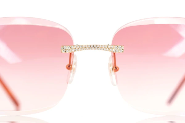 Cartier Glasses Iced Out Diamonds Rimless - 2.00ctw - Yellow Gold