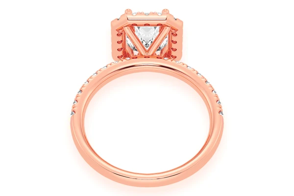 Thav - 1.00ct Emerald Solitaire - Scallop Halo One Row - Diamond Engagement Ring - All Natural Vs Diamonds