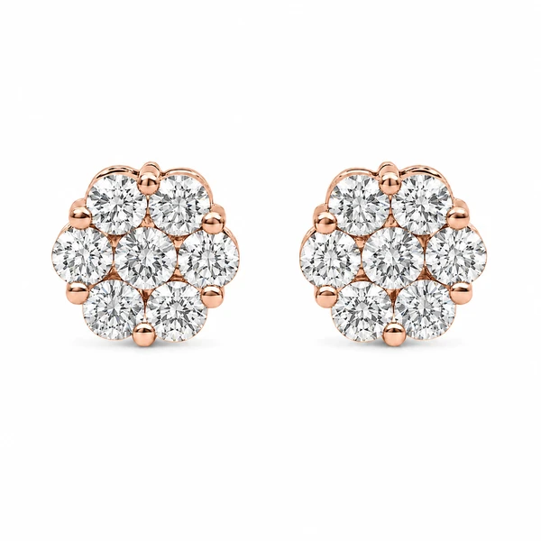 Flower Stud Earrings 14k   2.00ctw