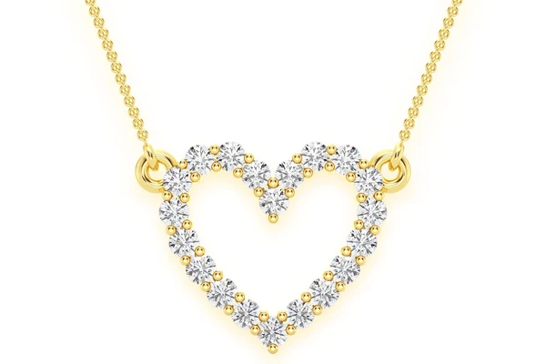 Heart Diamond Pendant 14k Solid Gold 0.15ctw