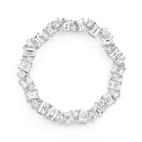 Jagged Baguette Round Circle Open Diamond Pendant 14k Solid Gold 2.95ctw